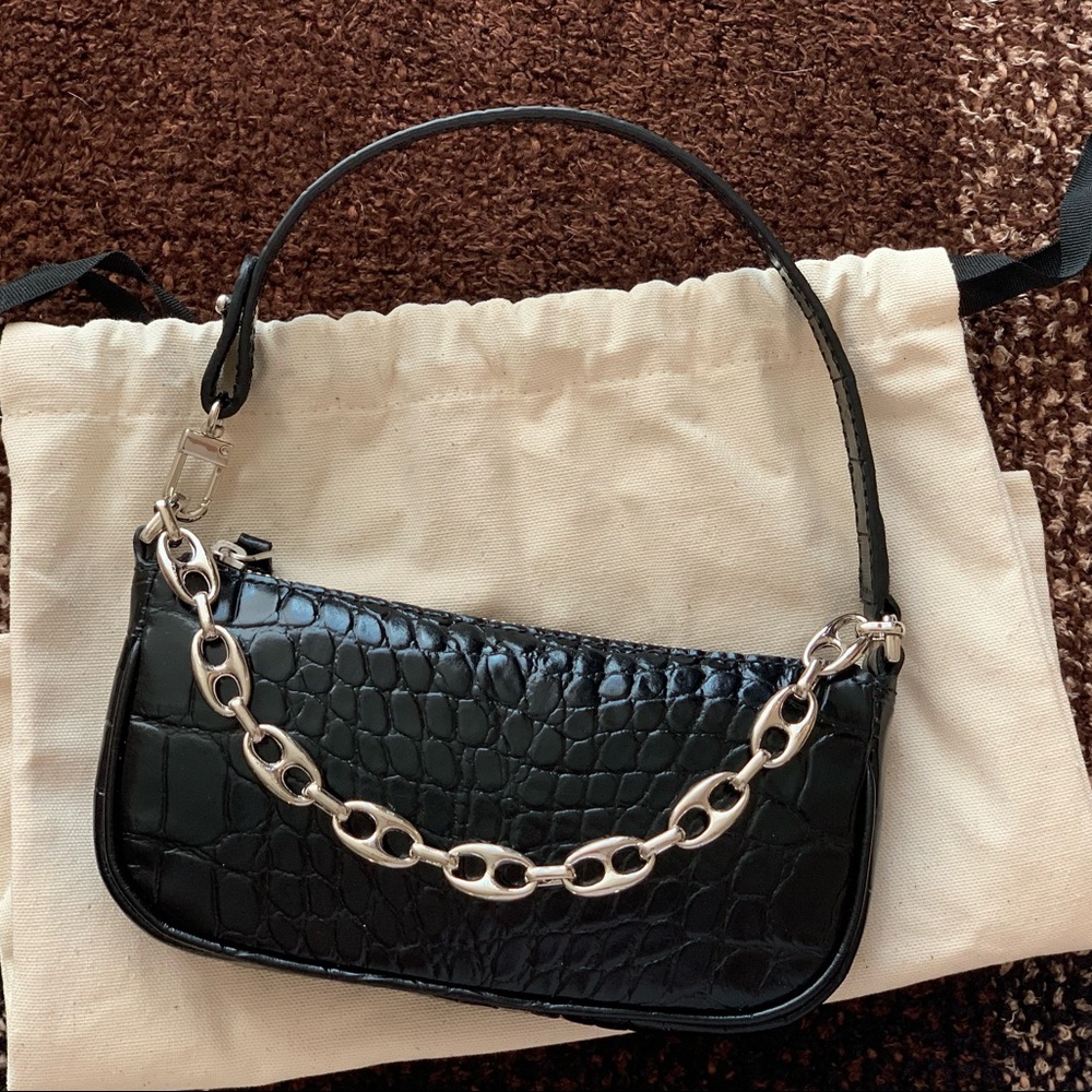By Far Mini Rachel Bag Black Croc